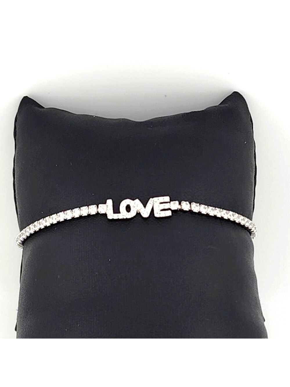 Elegant Silver 'Love' Adjustable Bracelet With Cubic Zarconia